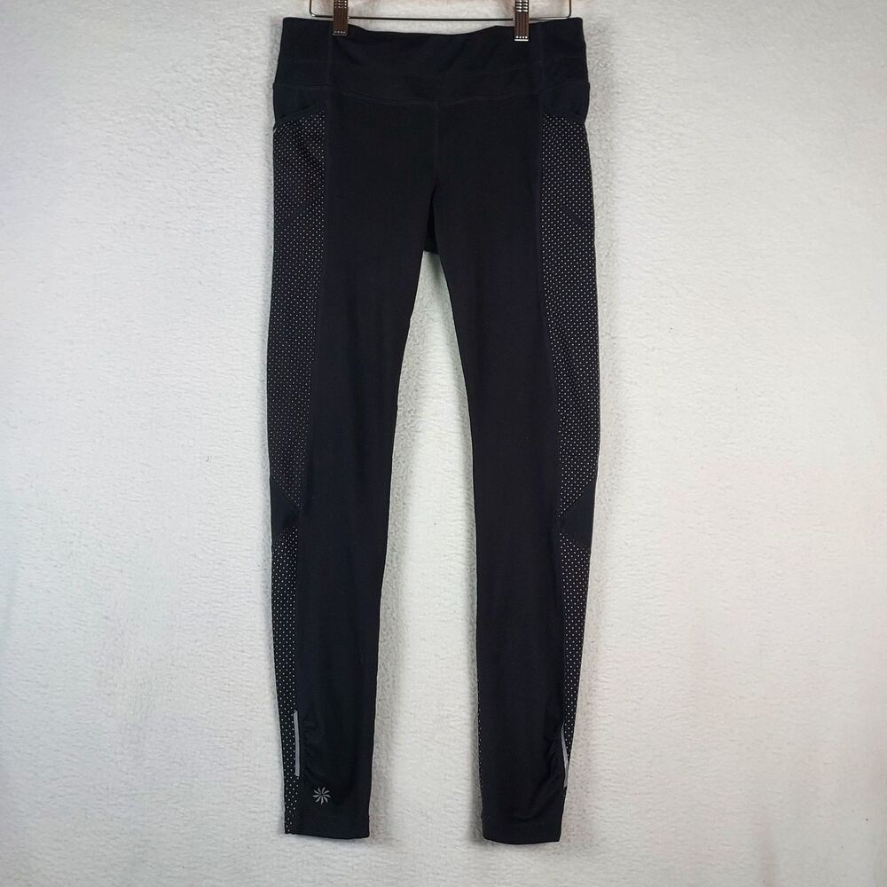 Athleta Womens Small Black Running Leggings High Rise Laser Cut Reflective Pocke